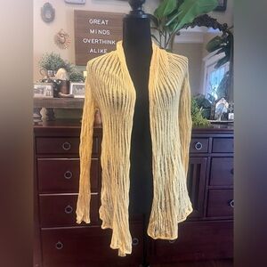 Anthropologie Moth Yellow Open-Knit Cardigan Sweater Sz XS